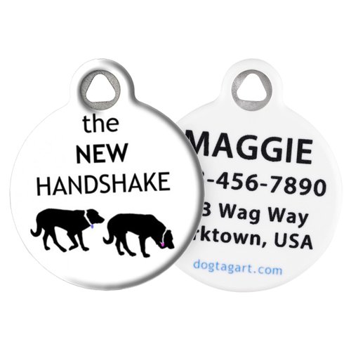 The New Handshake - Custom Pet ID Tag for Dogs and Cats - Dog Tag Art - Small Size