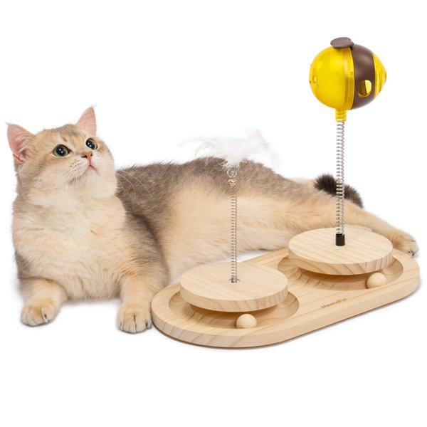 MEWOOFUN Cat Toy, Interactive Cat Toys for Indoor Cats and Kittens, Cat Treat Toy with Circle Ball Track