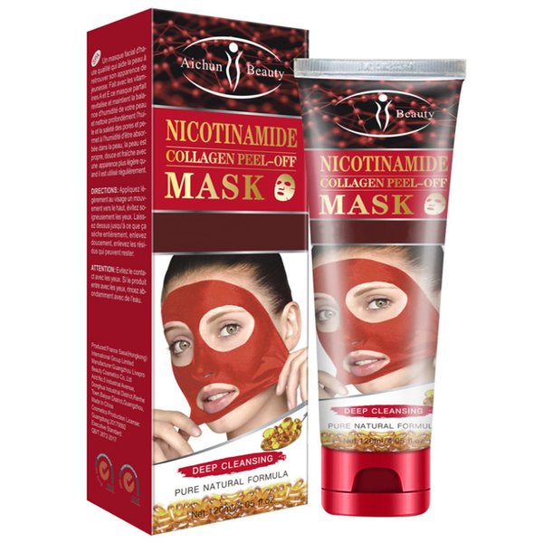 AICHUN BEAUTY Peel-Off Facial Mask Deep Cleansing Oil & Dirt Pores Face Skin Recover Vitamin A & E 120ml/4.05fl.oz (NICOTINAMIDE COLLAGEN PEEL-OFF MASK)