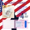 4th of July Nails Medium Press on Nails Almond Fake Nails with American Flag Star Patriotic Cute Acrylic Nails Red French Tips Glue on Nails Independence Day Nails Press ons for Women 24 Pcs