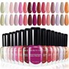 Morovan Fingernail Nail Polish Set: 15 Color Pink Air dry Regular Quick dry Nail Polish Pack 0.25oz Nail Polish Kit Gift for Women