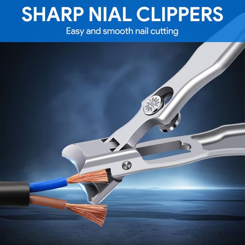 Lux German Nail Clippers Grip for Men, The UltraSharp Fingernail Clippers with Catcher, No Splash Toenail Clippers for Thick Nails for Seniors, Portable Nail Clipper with Catcher File and Safety Lock