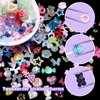 Colorful Candy Cute 3D Nail Charms, Flower Butterfly Bowknots Lollipop Candy Bear Nail Art Charms, Cute Hollow Pearls Cartoon Nail Charms Jewelry for Nail Art DIY Accessories with Pickup Tools