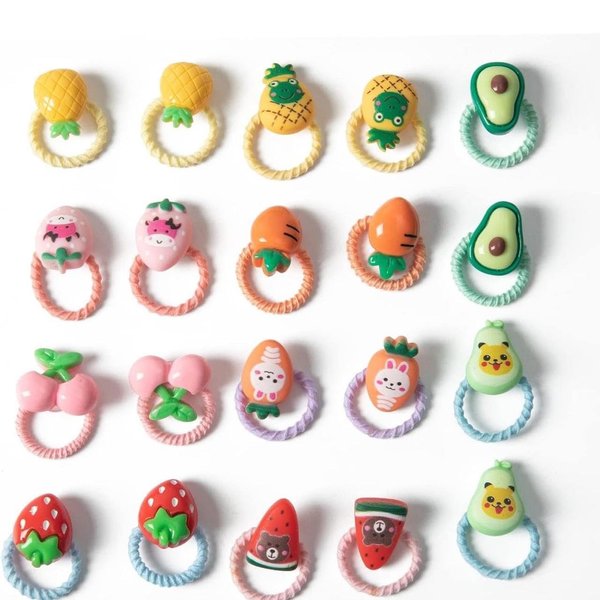 Beauty Queen 20Pcs Baby Hair Ties for Girls,Cute Small Hair Ties for Thin Hair,10 Pairs Ponytail Holders Elastic Hair Rubber Bands Hair Accessories for baby girls infant toddler kids (Style Fruits)