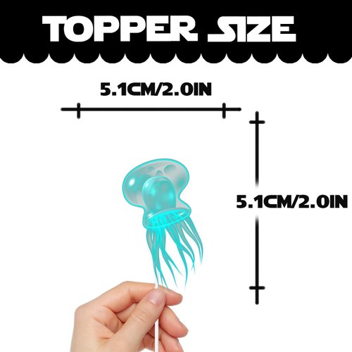 Jellyfish Dessert Cupcake Topper Under The Sea Theme Decor Supplies Boys Girls Happy Birthday Party Decorations 18pcs Colorful Glitter