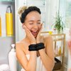 Ondder 6 Pcs Black Spa Headband and Wristband Set Makeup Spa Headband for Washing Face Bubble Skin Care Headbands Face Wash Sponge Puffy Headband Head Bands Hair Accessories for Women Girls