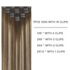 FUBILI Hair Extensions Clip in Human Hair 16inch Clip in Hair Extensions Balayage Walnut Brown to Ash Brown Mix Light Blonde Ombre Clip in Extensions Double Weft Real Human Remy Hair 120g 7pc