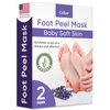 Foot Peel Mask (2 Pairs) - for Baby Soft Skin Remove Dead Skin, Dry, Cracked Feet & Callus, Spa, Made with Aloe Vera Extract Women and Men Peeling Exfoliating, Lavender