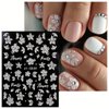 White Flower Nail Art Stickers Decals 3PCS Spring Flowers 5D Embossed Nail Decals White Flower Leaf Design Self-Adhesive Nail Art Supplies Manicure Sliders for Women Girls Summer Nail Art Decorations