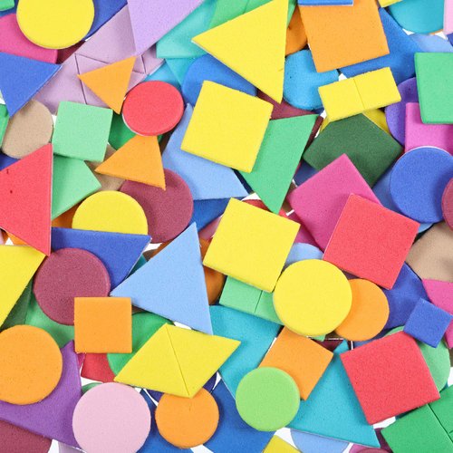 1000 Pieces Foam Shape Stickers Self Adhesive Foam Stickers Felt Stickers Shapes for Kids Crafts Mini Geometric Shape Stickers Preschool Stickers Assorted Colors (Circle, Square, Triangle)