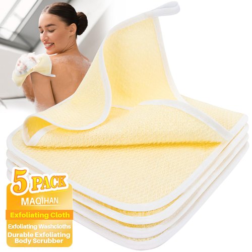 MAQIHAN Exfoliating Cloth - 5Pack Exfoliating Washcloths for Body and Face Clean 8 × 10 inches Durable Exfoliating Body Scrubber Face Wash Cloths Exfoliating Towel Washcloths Body Wash Towels