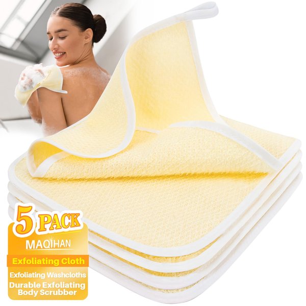 MAQIHAN Exfoliating Cloth - 5Pack Exfoliating Washcloths for Body and Face Clean 8 × 10 inches Durable Exfoliating Body Scrubber Face Wash Cloths Exfoliating Towel Washcloths Body Wash Towels