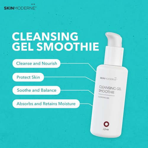 SKIN MODERNE++ Cleansing Gel Smoothie Face Cleanser - Nourishes Skin - Contains Organic Superfood Extracts - Vegan & Plant Based Skincare - Ideal for Sensitive & Dry Skin - 150ml