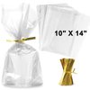 Zcintert Clear Cello 𝗖𝗲𝗹𝗹𝗼𝗽𝗵𝗮𝗻𝗲 𝗧𝗿𝗲𝗮𝘁 𝗕𝗮𝗴𝘀, 100 Pcs - 10" x 14"(2mils), Plastic Gift Bags for Candy, Party Favor, Cookies, Candies Packaging, with 4” Twist Ties
