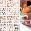 Fall Nail Stickers Maple Leaf Nail Art Water Decals Transfer Foils for Nails Supply Watermark Maple Leaves Flowers Pumpkins Design Nail Decals for Women Thanksgiving Nail Supplies Manicure Decor 12pcs