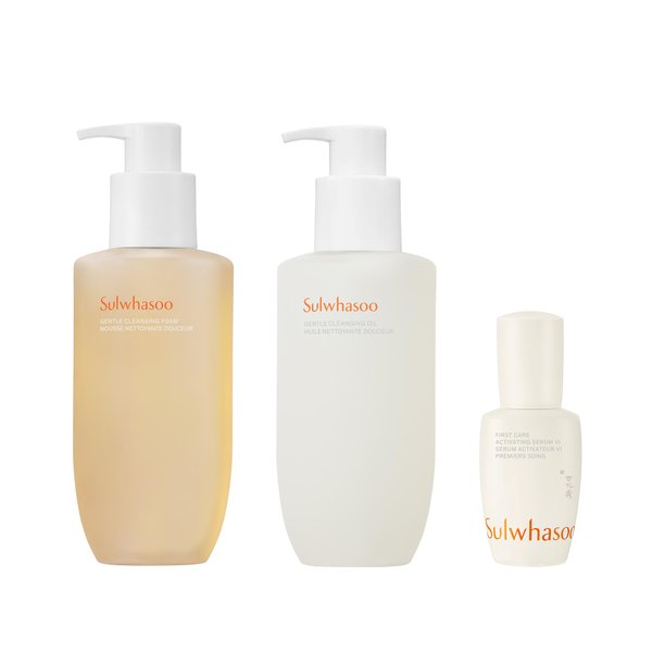 Sulwhasoo CLEANSING BUNDLE - Gentle Cleansing Oil & Gentle Cleansing Foam & First Care Activating Serum VI Bundle, Deeply Cleanse, Hydrate, and Strengthen Skin Barrier