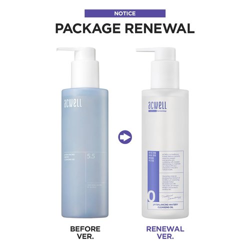 ACWELL pH Balancing Watery Cleansing Oil Facial Cleanser 6.76 fl.oz. - Makeup Cleansing Water Oil for Sensitive Skin, Lightweight Watery Oil Formula, Tea Tree Leaf Extract, Gentle Blackhead Cleanser