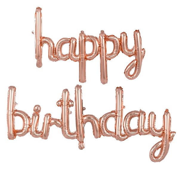 BEISHIDA Rose Gold Happy Birthday Balloons Banner 16 Inch Mylar Foil Birthday Letters Balloons Sign Reusable Material for Birthday Decorations Baby Shower Party Supplies
