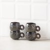 KYBSCZ Ceramic Espresso Cups Set of 4, 3 Ounces Demitasse Cups, Porcelain Mini Coffee Cups, Small Ceramic cups set Made by Fambe Reactive Glaze,Caramel Gray