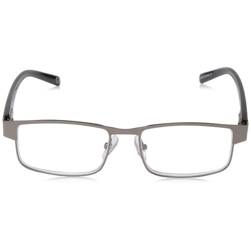 Foster Grant mens Leo Square Glasses Reading Glasses, Gunmetal/Transparent, 59 mm US