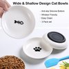 WROSWT Cat Food Bowl,Healthy Ceramic Cat Bowls for Indoor Cats,Anti Whisker Fatigue Cat Dishes Set,Shallow Wide Kitten Plates for Food and Water,Non-Slip Silicone Bottom,3 Pack
