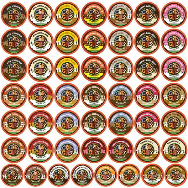 Crazy Cups Flavored Decaf Coffee Pods, Decaf Variety Pack, Assorted Decaffeinated Coffee for Keurig Machines, for Hot or Iced Coffee, Single Serve Coffee in Recyclable Pods, 50 Count