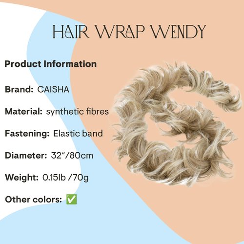 CAISHA Hairpiece Hair Wrap Heat-resistant Synthetic Fibres Curly Messy Updo Blonde Mix HW11