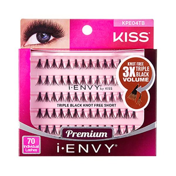 i-Envy Kiss Premium Knot Free 70 Individual Lashes (Triple Black- Short)