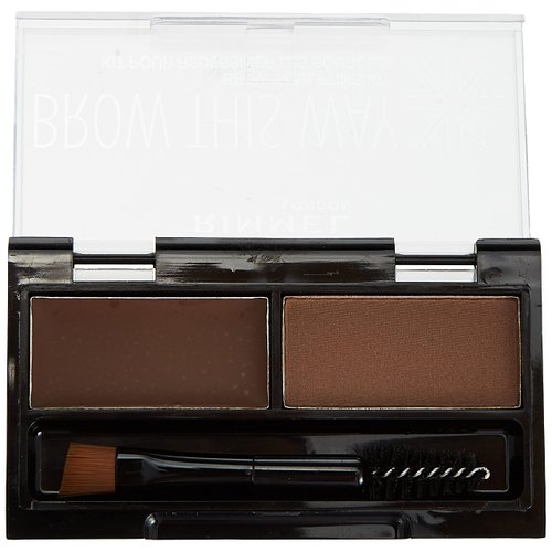 Rimmel Brow This Way Sculpting Kit, Medium Brown, Powder 0.04 Ounce, Wax 0.03 Ounce