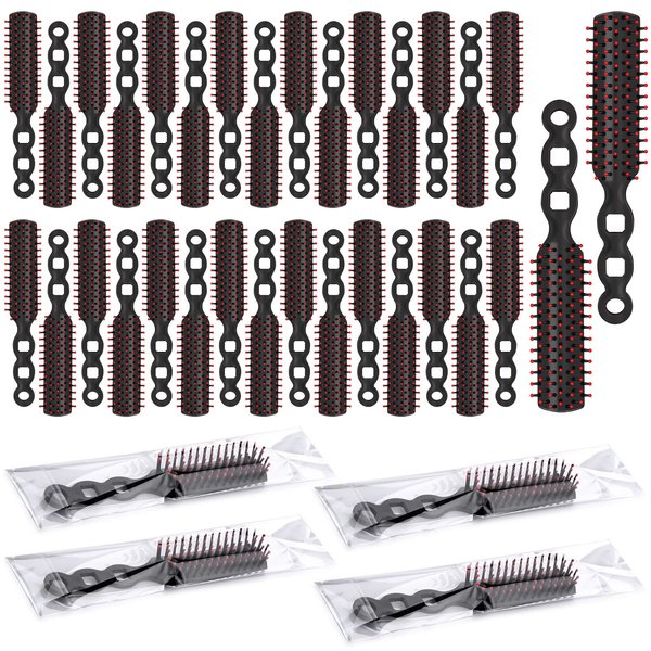 Lauwell 36 Pcs Hair Brushes in Bulk for Homeless, Disposable Hair Brushes Nylon Bristles Detangling Brush for Curly Wet and Dry Hair for Shelter, Hotel(Black)