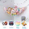 Stuffed Animals Hammock Net Corner Toy Storage Organizer, Stuffed Animals Storage Toy Holder Boho Wall Hanging for Nursery Kids Girls Bedroom Room Decor,White