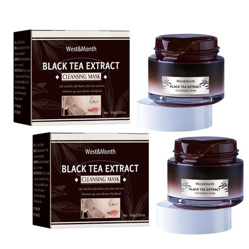 Xoyssfy 2PCS Black Tea Mask, Black Tea Face Peeling Mask, Black Tea Skinning Peel Off Face Mask, Black Tea Extract Cleansing Mask, Firming Overnight Mask