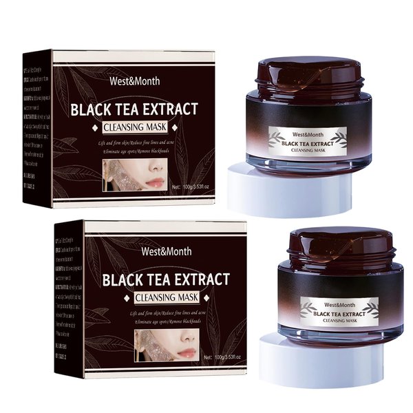 Xoyssfy 2PCS Black Tea Mask, Black Tea Face Peeling Mask, Black Tea Skinning Peel Off Face Mask, Black Tea Extract Cleansing Mask, Firming Overnight Mask