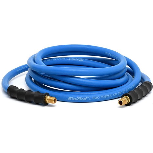BLUBIRD BB3815 3/8" x 15' Rubber Air Hose, 100% Rubber, Lightest, Strongest, Most Flexible, 300 PSI, 50F to 190F Degrees, Ozone Resistant, High Strength Polyester Braided
