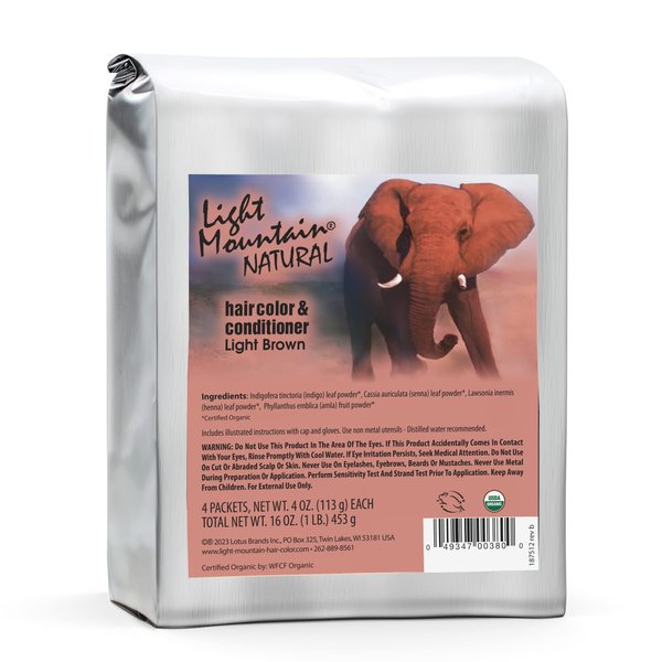 Light Mountain Henna Hair Color & Conditioner, Light Brown - Organic Henna Leaf Powder, Pure Botanical Semi-Permanent Hair Color with Conditioning Benefits, 16 Oz