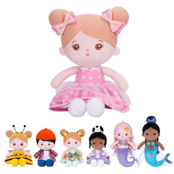 OUOZZZ Soft Baby Doll for Girls - My First Baby Doll Birthday Gifts for Girls Plush Rag Dolls Pink Dress Toy for Toddlers Kids Infants 15"