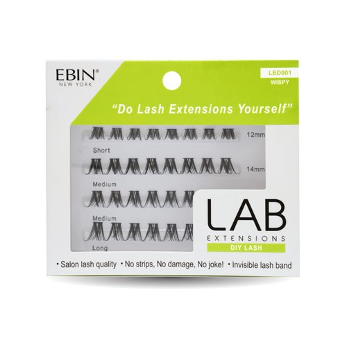 LAB Extensions DIY False Eyelashes - Wispy Style, Cluster Lashes in 3 Lengths for Salon-Quality Finished Look, Invisible Band, Soft & Sleek, Easy to Customize, Reusable, Cruelty Free