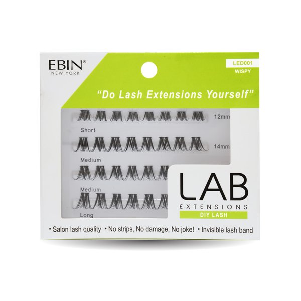 LAB Extensions DIY False Eyelashes - Wispy Style, Cluster Lashes in 3 Lengths for Salon-Quality Finished Look, Invisible Band, Soft & Sleek, Easy to Customize, Reusable, Cruelty Free