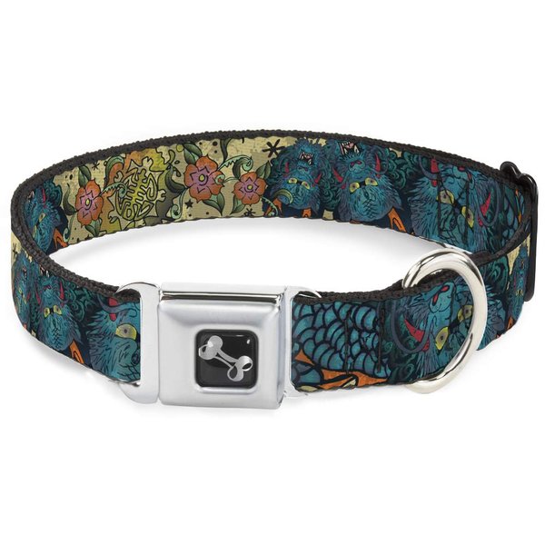 Buckle-Down Honor Closeup Tan Dog Collar Bone, Wide Small/13-18