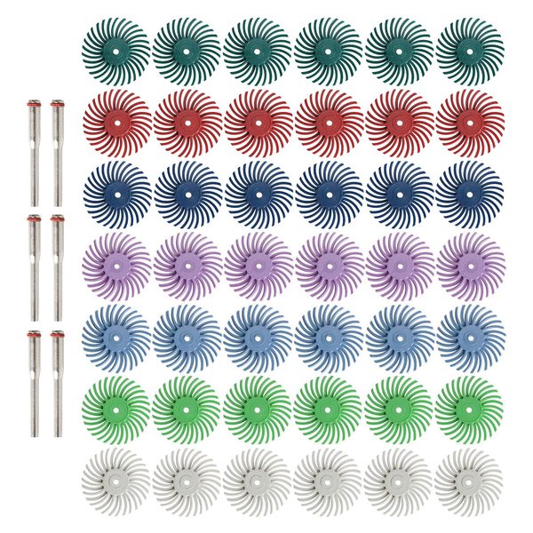 42pcs 1 Inch Radial Bristle Disc Kit with 3mm Shank for Rotary Tools,Detail Abrasive Wheel for Jewelry Wood Metal Polishing, Bristle Wheel with Grit 80-2500