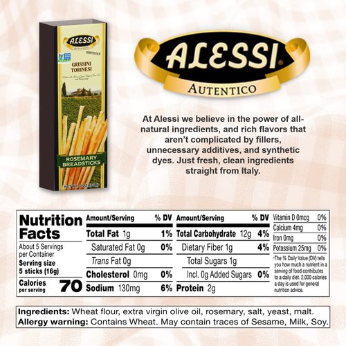 Alessi Rosemary Breadsticks, 3 oz