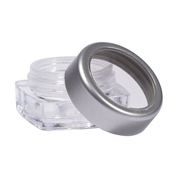 30 Pack 0.16 Oz Lip Balm Square Base Container Plastic Jar w/Silver Window Lid