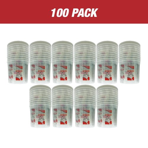Reusable Graduated Paint Mixing Cups Pack of 100 with 12 lids - Size 72 Onz - Paint Mix Cups with Calibrated Mixing Ratios, Measuring Mixing Cups for Epoxy Resin, Activators, and Thinners