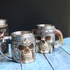 OTARTU 13oz Skull Coffee Mug Viking Skull Beer Mugs Stainless Steel Liner Gift for Men Father's Day Gifts