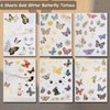 CHARLENT Glitter Butterfly Tattoos for Girls - 93 PCS Gold Glitter Butterfly Daisy Temporary Tattoos for Party Favors Decoration