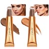 Contour Stick,Highlighter Makeup Stick for Cheeks Eyes Lips with Cushion Applicator,Moist Smooth Lightweight Breathable,Smooth Natural Matte Finish(Contour+Gold)