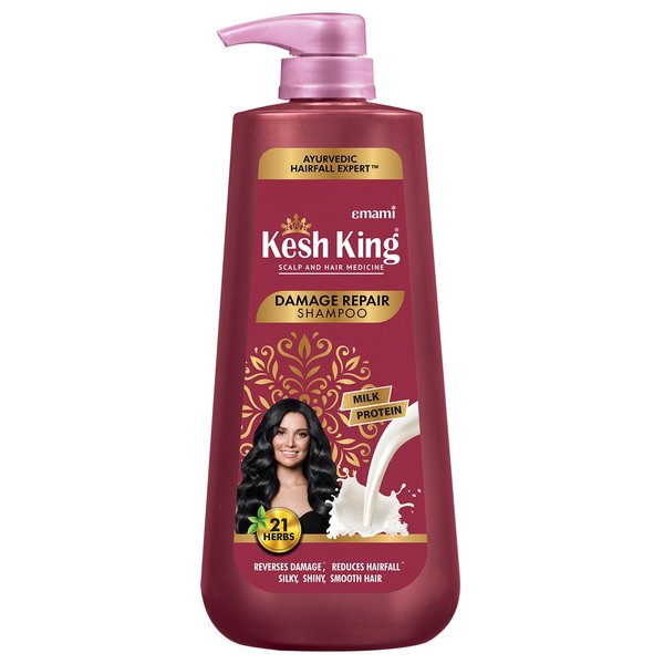 KESH KING Damage Repair Shampoo | with Milk Protein & 21 Ayurvedic Herbs | Reduces Hairfall | Nourishes Hair Roots | Provides Soft & Smooth Hairs | 20.29 Fl Oz/600 ml