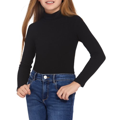 Arshiner Girls Black Sweater Long Sleeve Soft Knit Turtleneck Pullover Sweater Top for 4-14T Kids,Black,12-13 Years