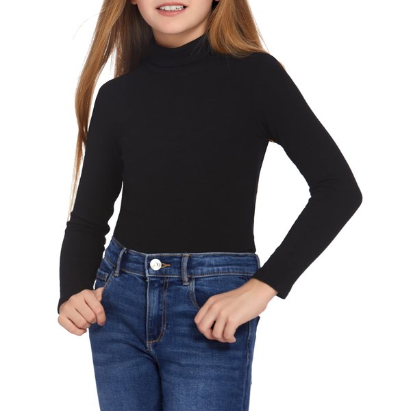 Arshiner Girls Black Sweater Long Sleeve Soft Knit Turtleneck Pullover Sweater Top for 4-14T Kids,Black,12-13 Years