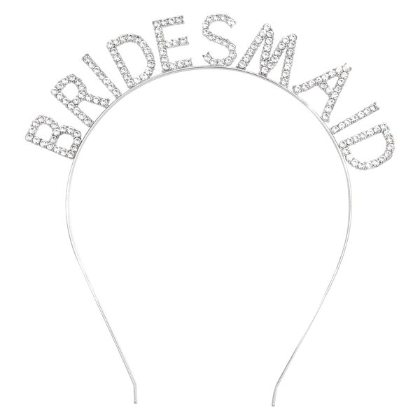 Jaciya Silver Bridesmaid Headband Rhinestone Headbands Crystal Flower Girl Crown Head Band Tiara Wedding Hair Accessories